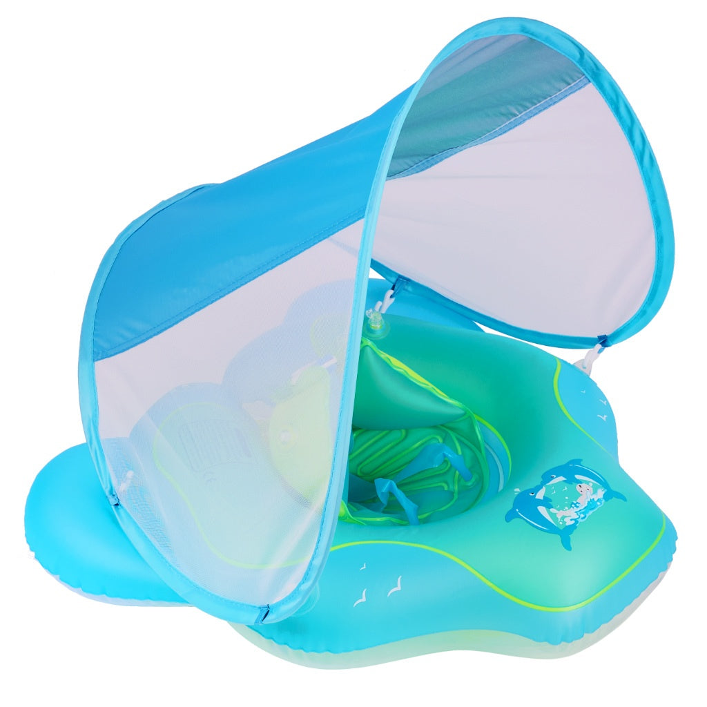 Children's inflatable ring wheel with canopy