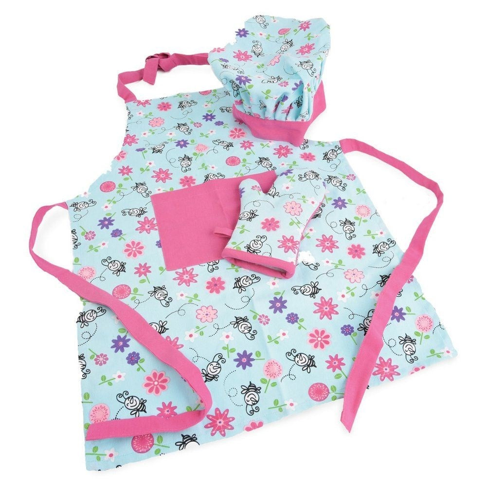 Children's kitchen set: Cotton apron, glove, hat