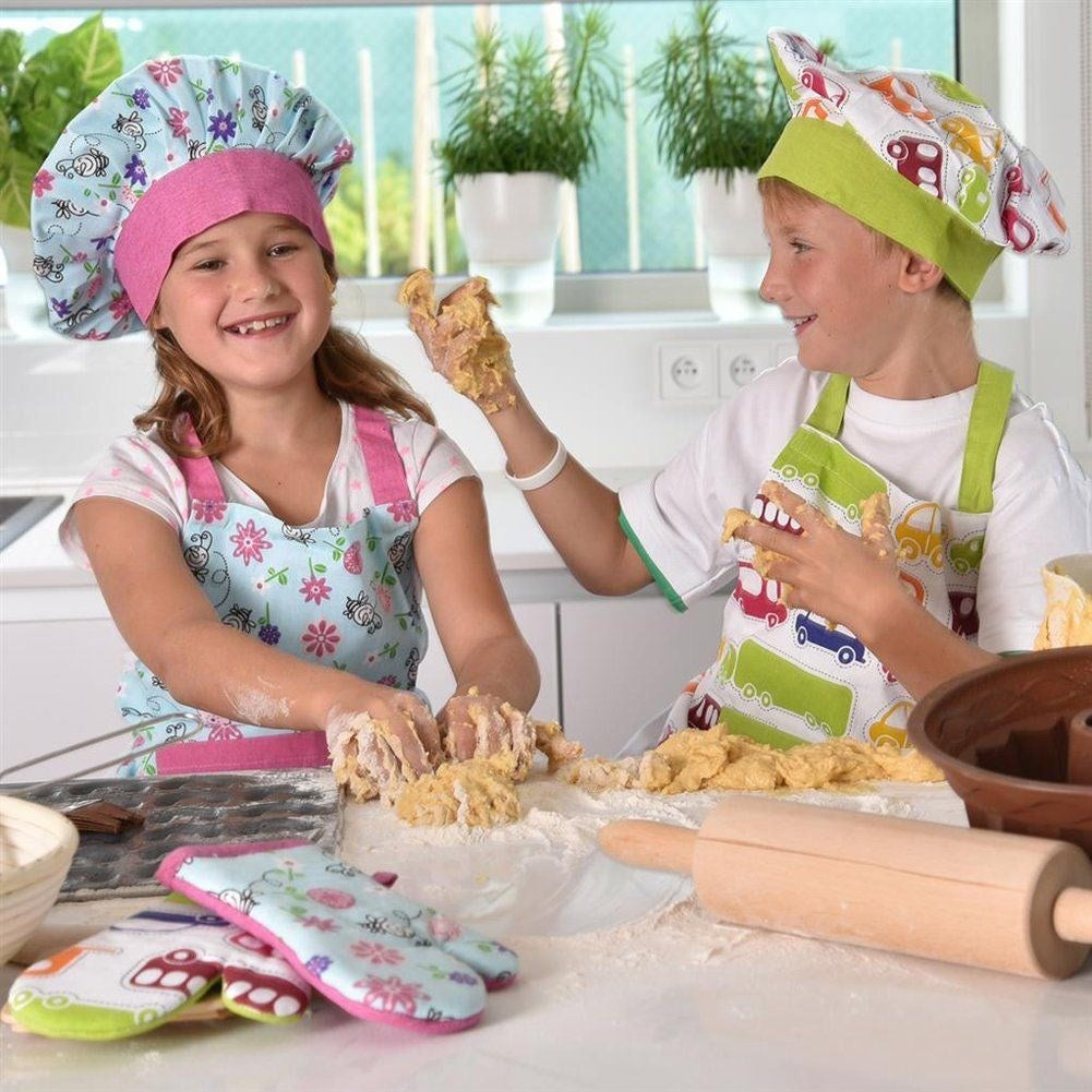 Children's kitchen set: Cotton apron, glove, hat
