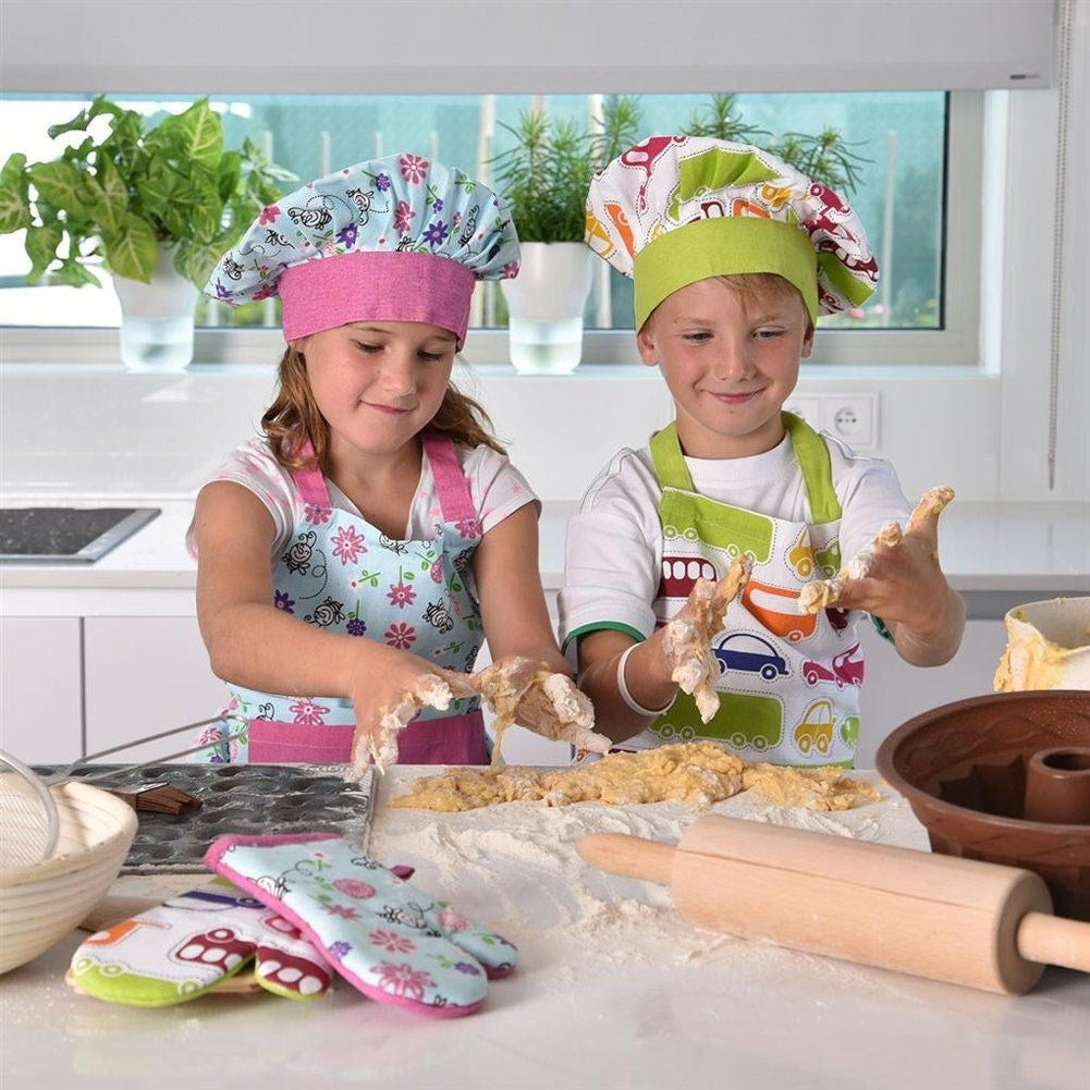 Children's kitchen set: Cotton apron, glove, hat