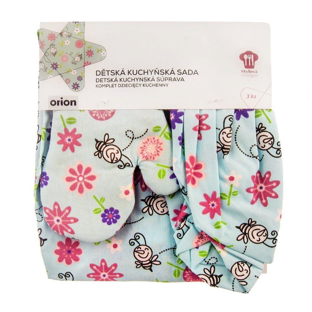 Children's kitchen set: Cotton apron, glove, hat