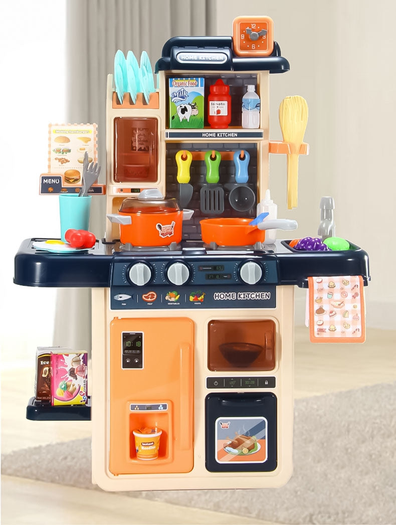 Children's kitchen sounds LED steam generator 42 accessories navy blue