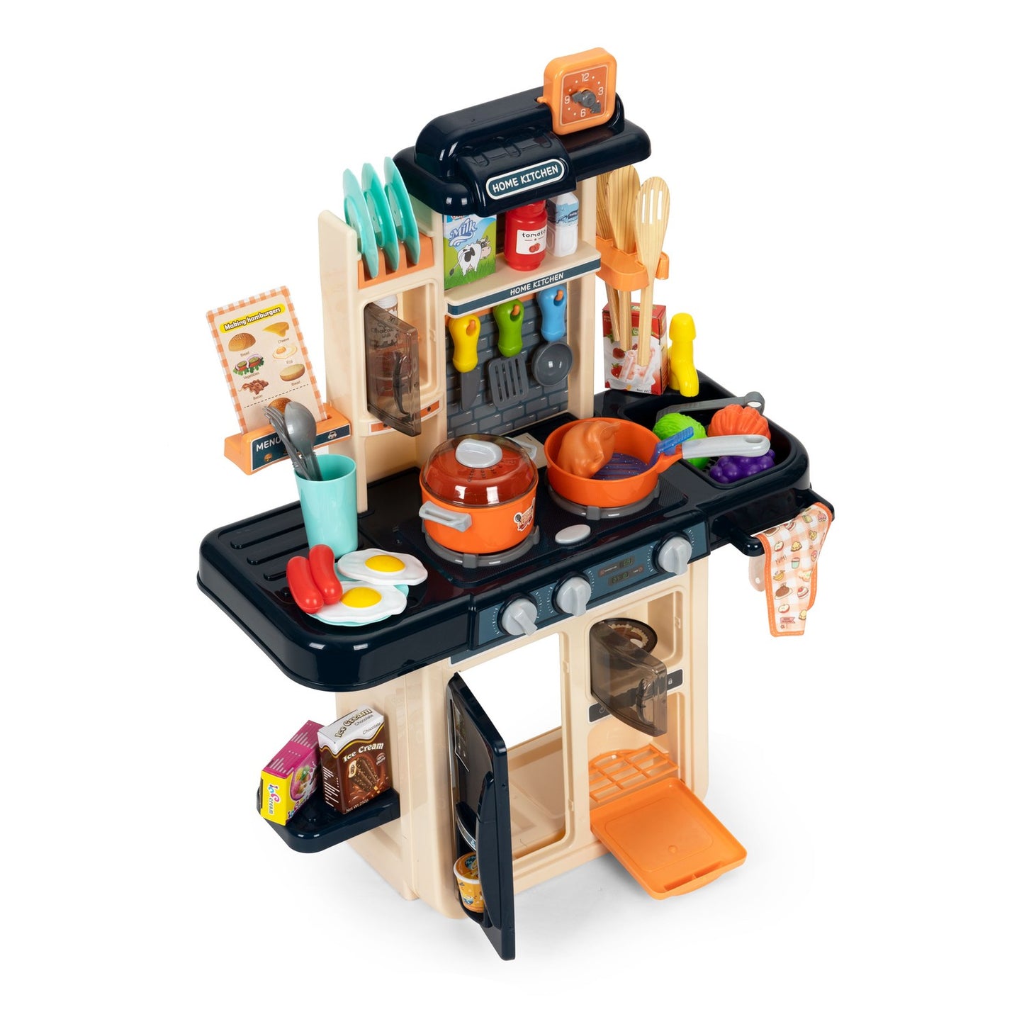 Children's kitchen sounds LED steam generator 42 accessories navy blue