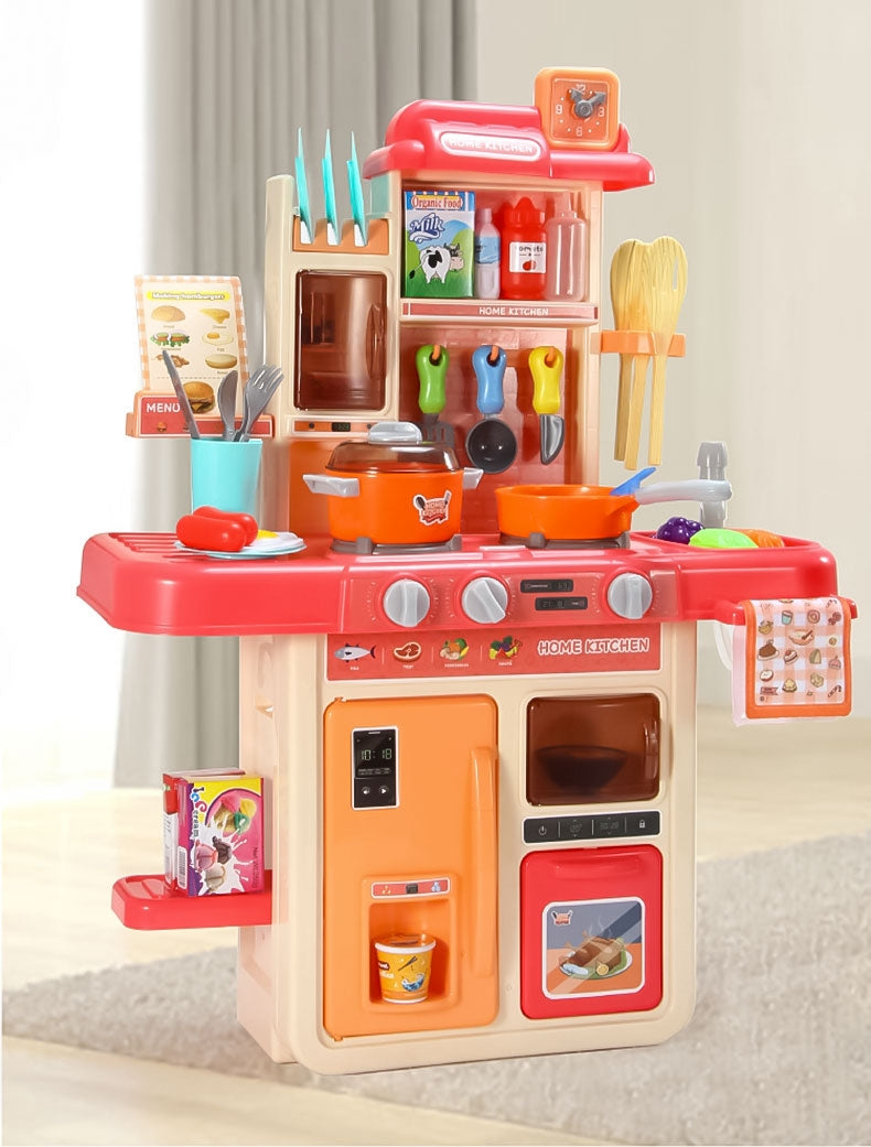 Children's kitchen sounds LED steam generator 42 accessories pink