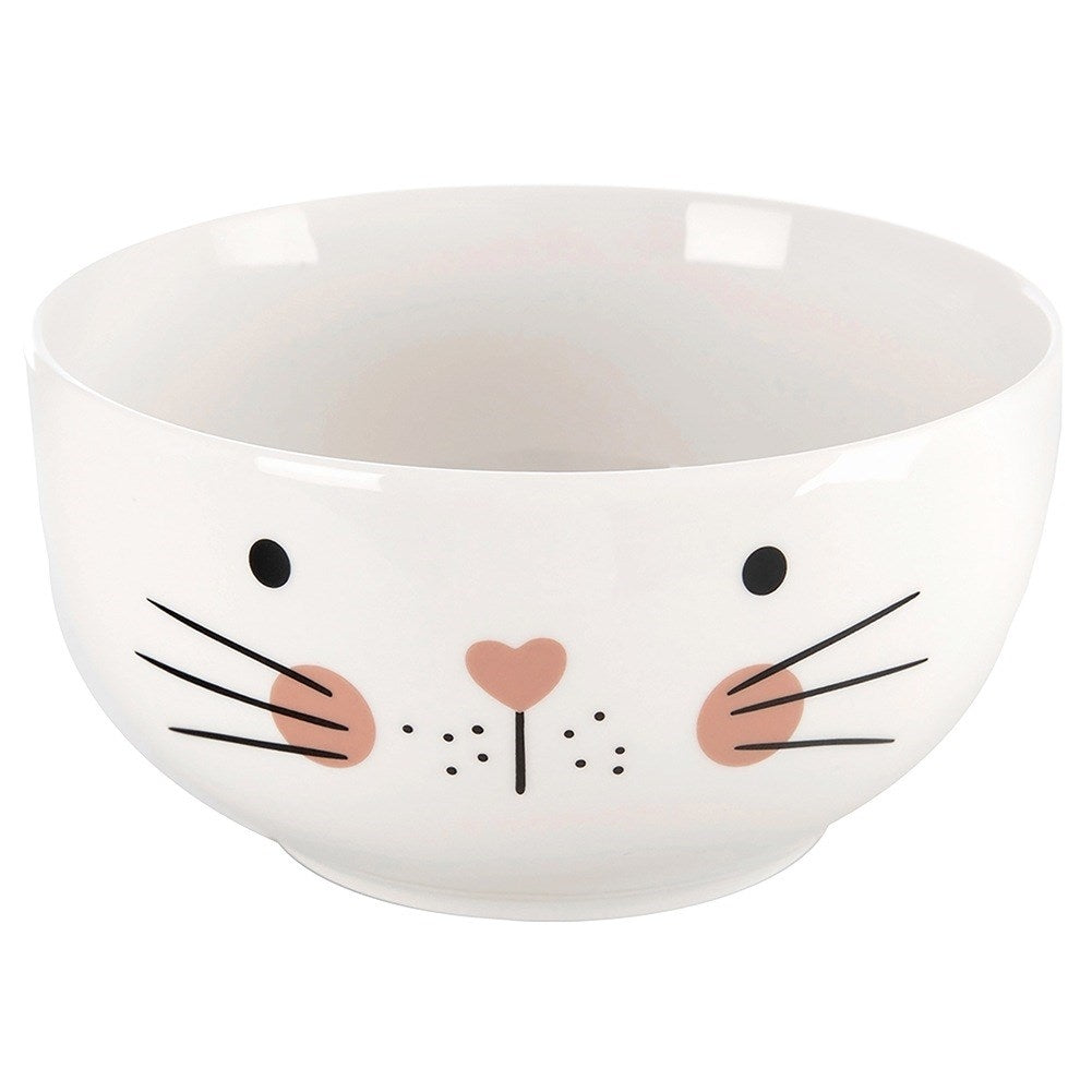 Children's mug with bowl, porcelain cat, 2 pcs.
