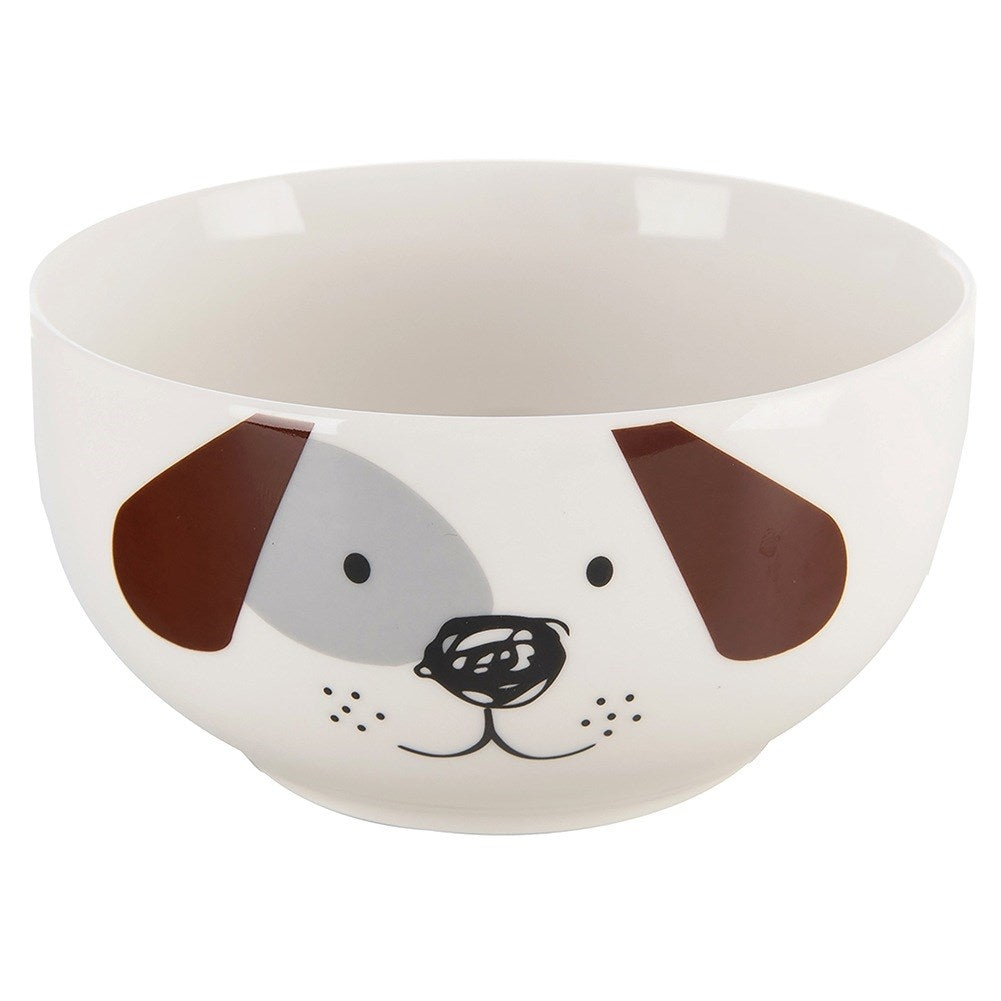 Children's mug with bowl, porcelain dog, 2 pcs.