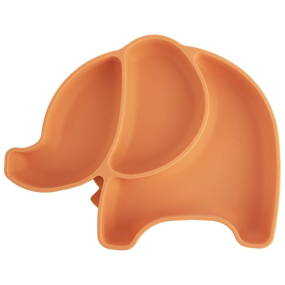 Children's plate silicone divided orange elephant 23.5x19x3.5 cm