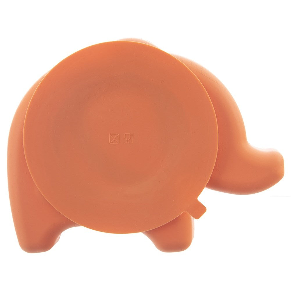 Children's plate silicone divided orange elephant 23.5x19x3.5 cm