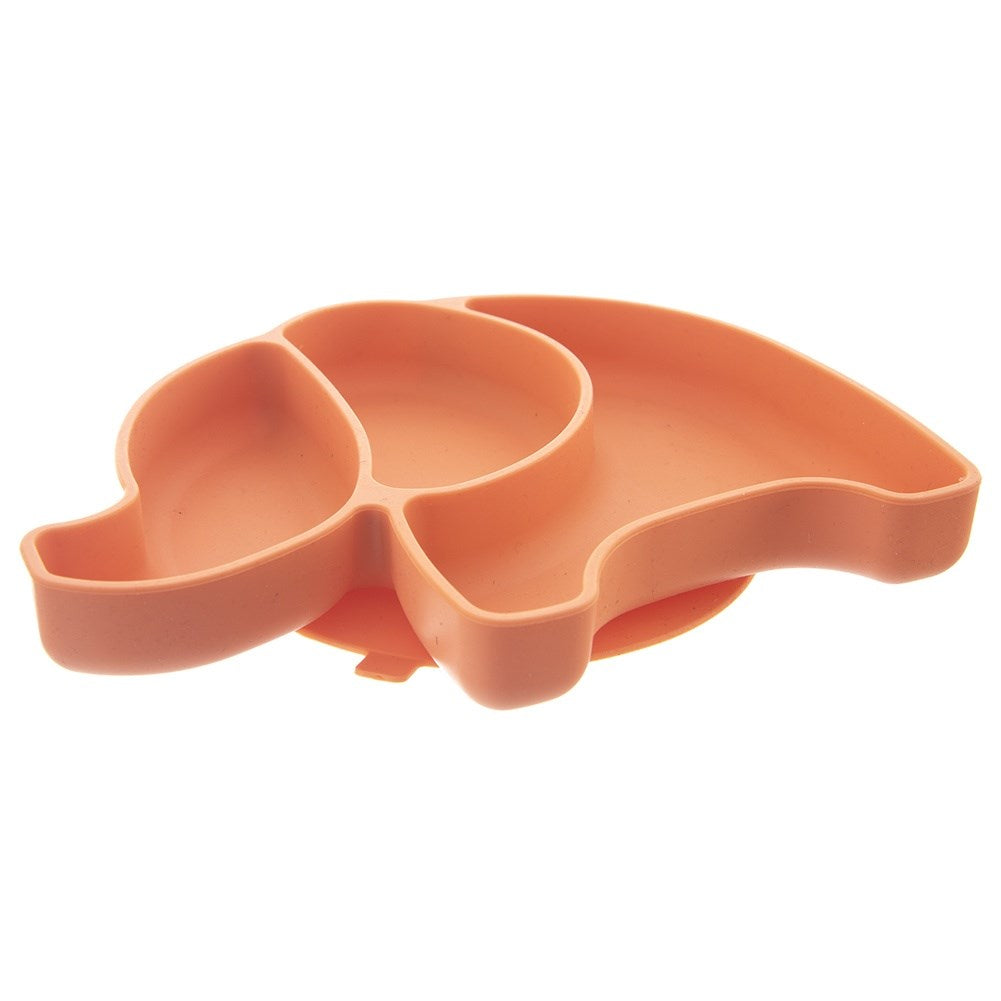 Children's plate silicone divided orange elephant 23.5x19x3.5 cm