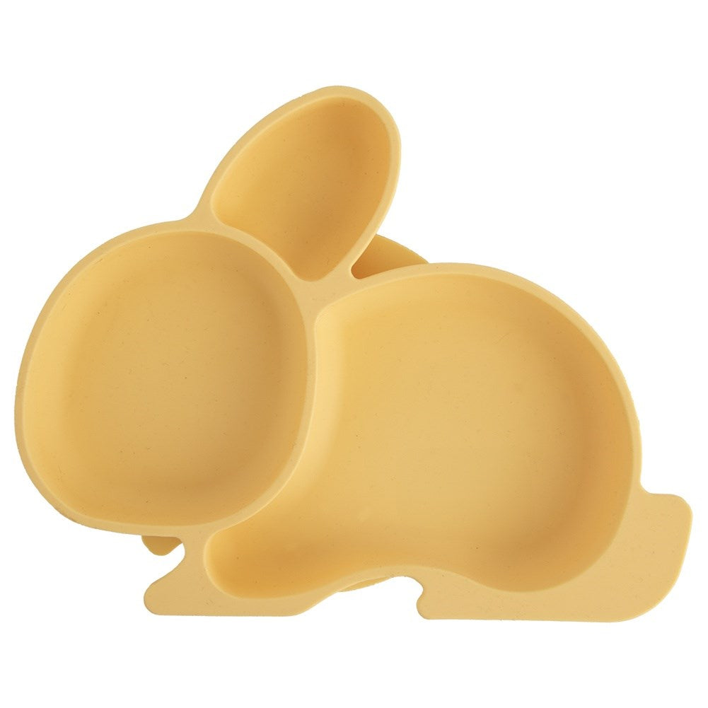 Children's plate silicone divided yellow bunny 23x18.5x3.5 cm