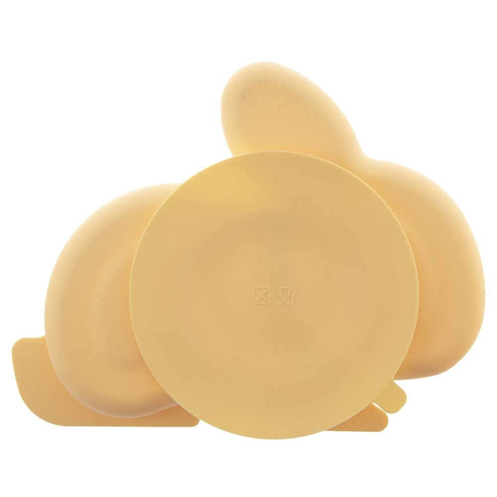 Children's plate silicone divided yellow bunny 23x18.5x3.5 cm