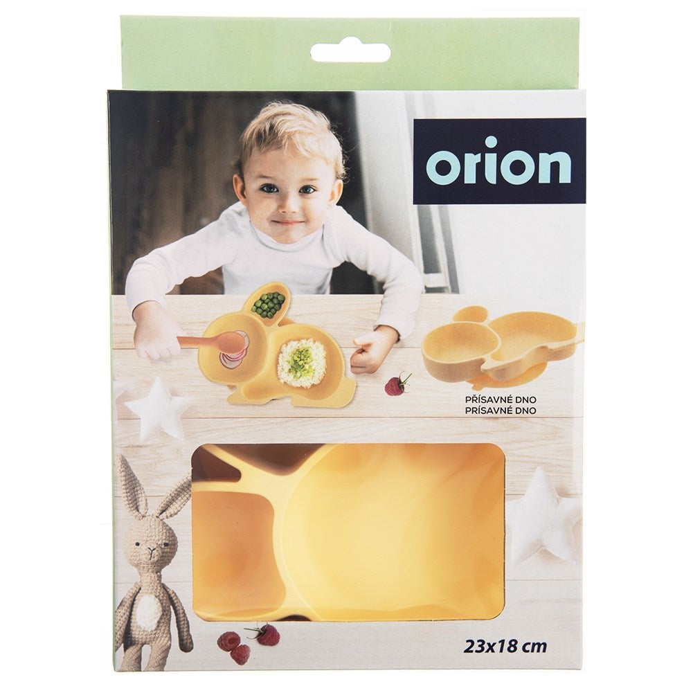 Children's plate silicone divided yellow bunny 23x18.5x3.5 cm