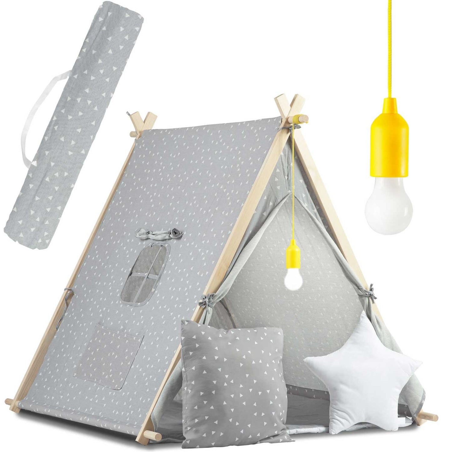 Children's play tent with lamp Nukido - gray