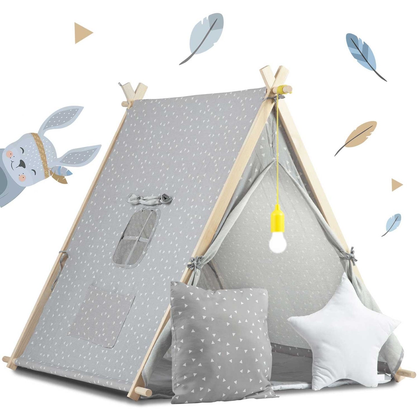 Children's play tent with lamp Nukido - gray