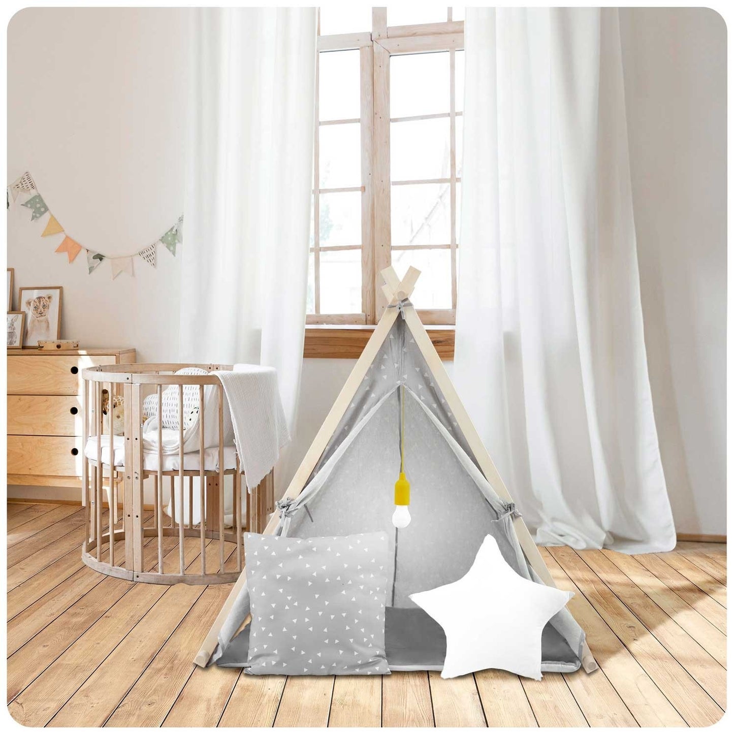 Children's play tent with lamp Nukido - gray