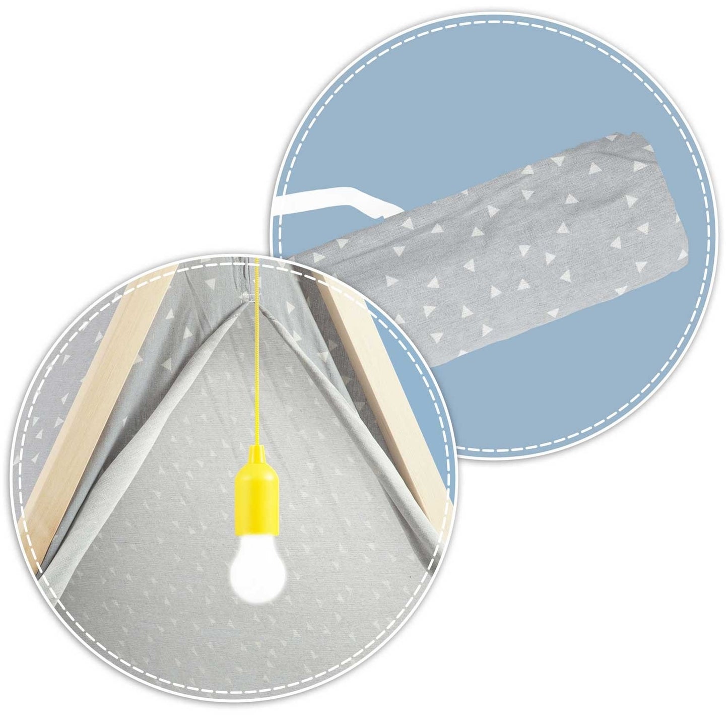 Children's play tent with lamp Nukido - gray