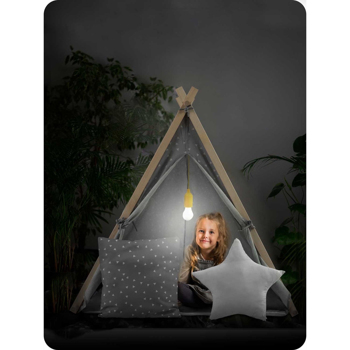 Children's play tent with lamp Nukido - gray