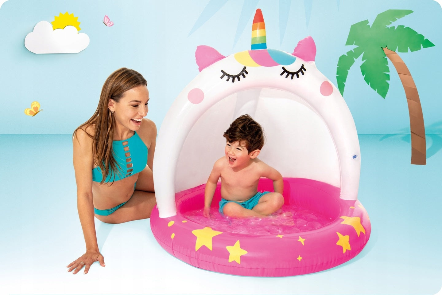 Children's pool with a roof Unicorn INTEX 58438