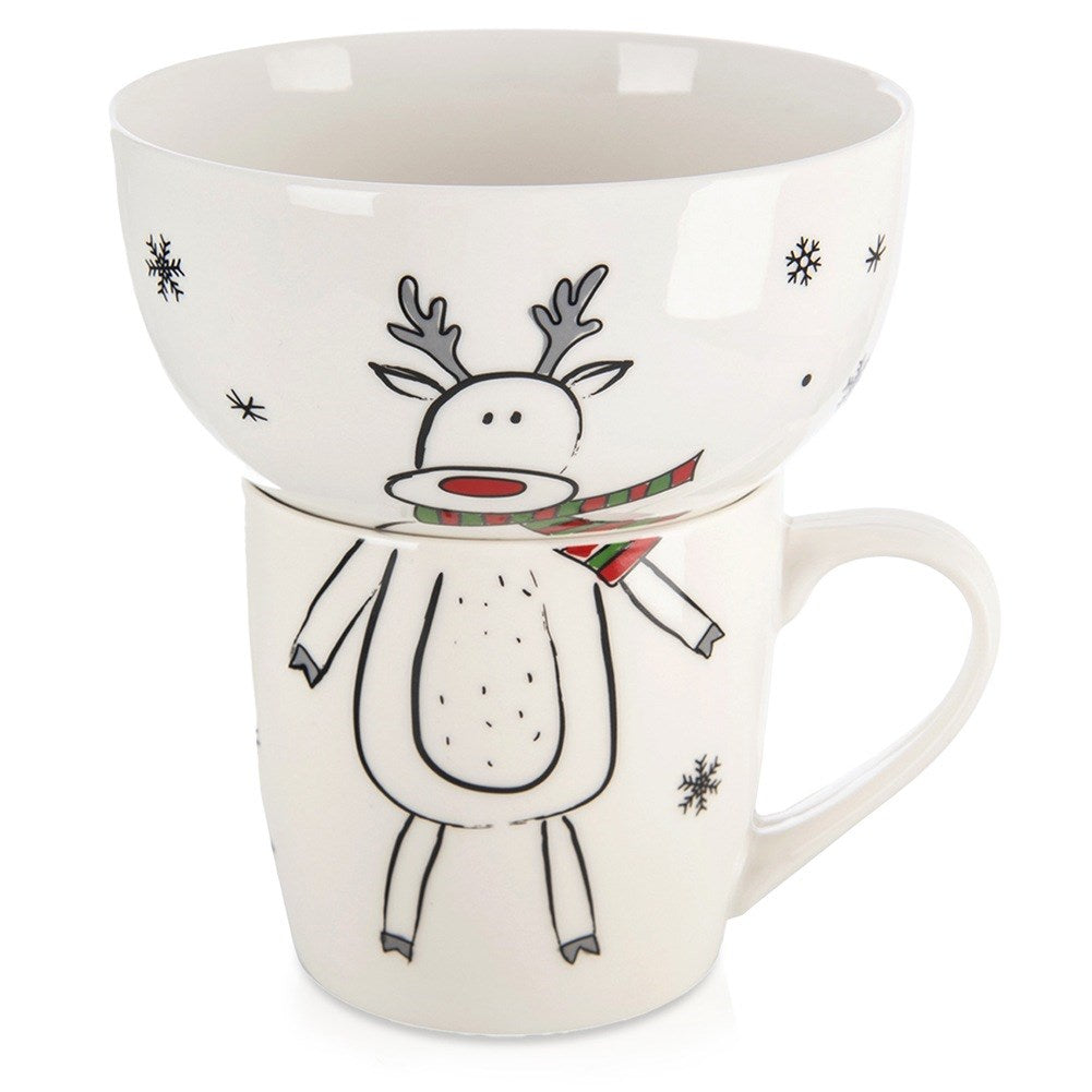 Children's porcelain mug with bowl, 2 pieces