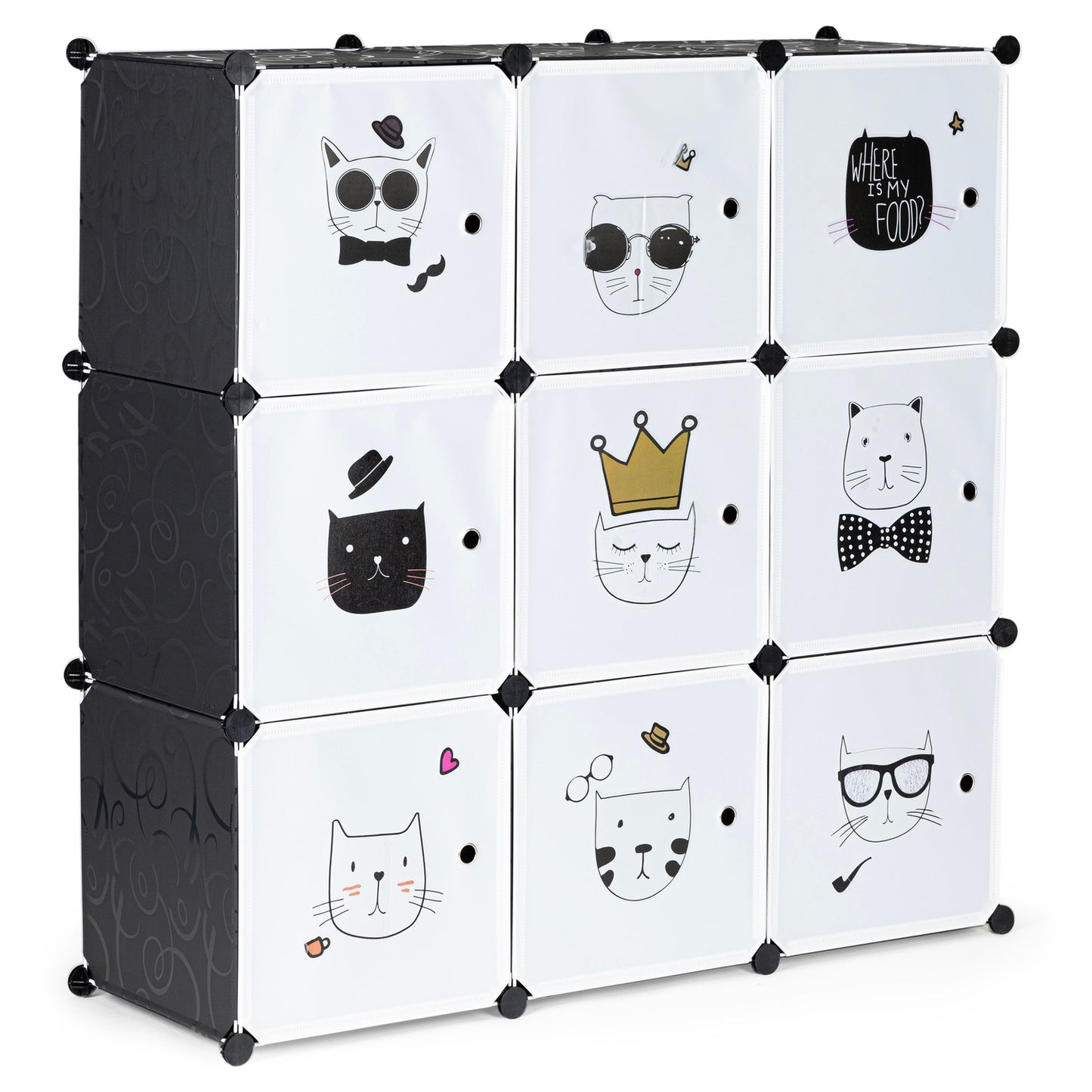 Children's storage cabinet with 9 shelves