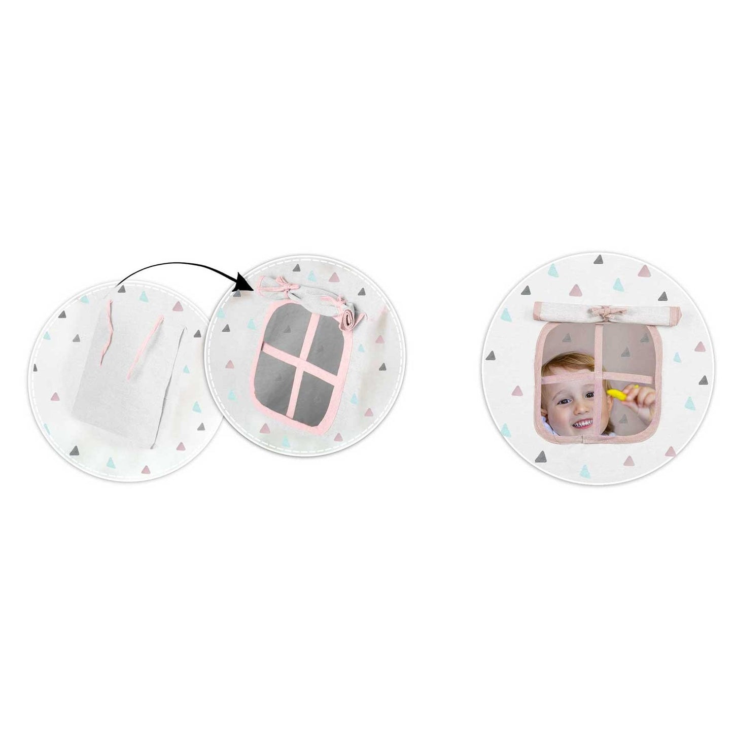 Children's teepee tent with garland and light string Nukido - pink