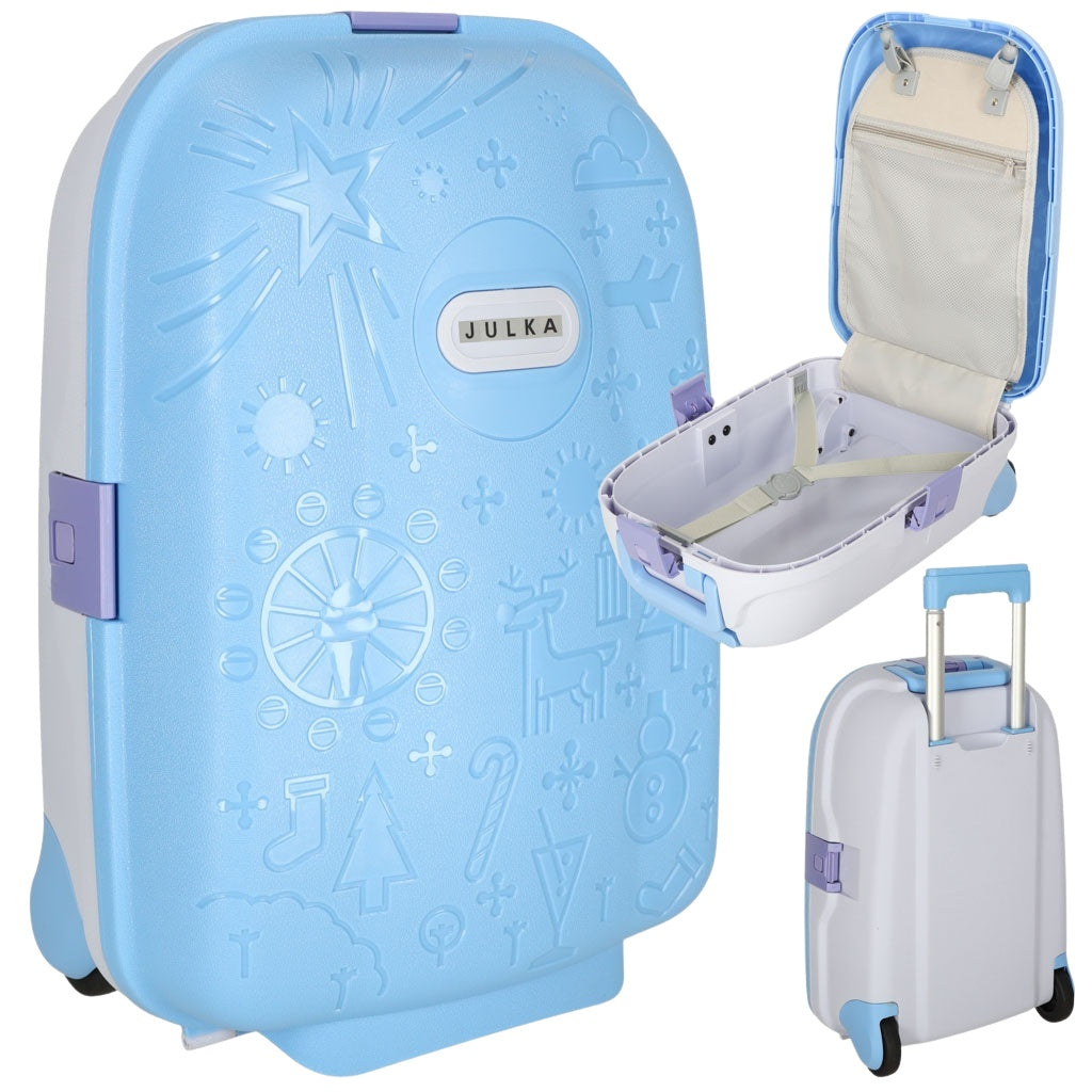 Children's travel case on wheels hand luggage blue
