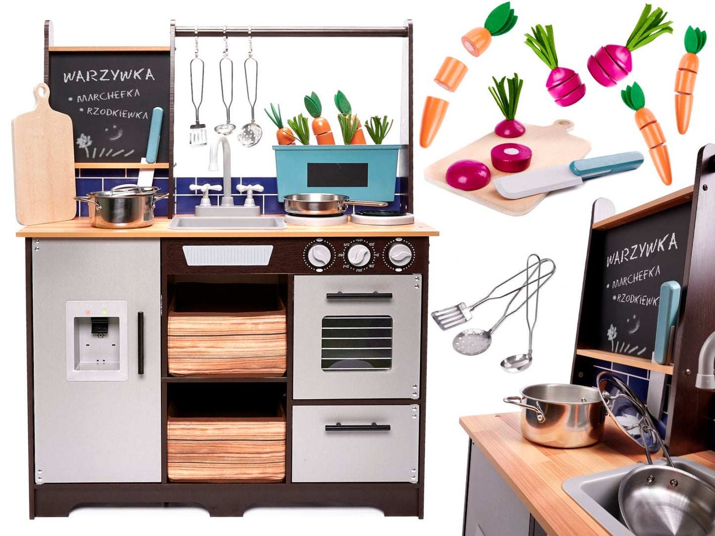 Children's wooden kitchen MDF with accessories LOFT XXL 96cm