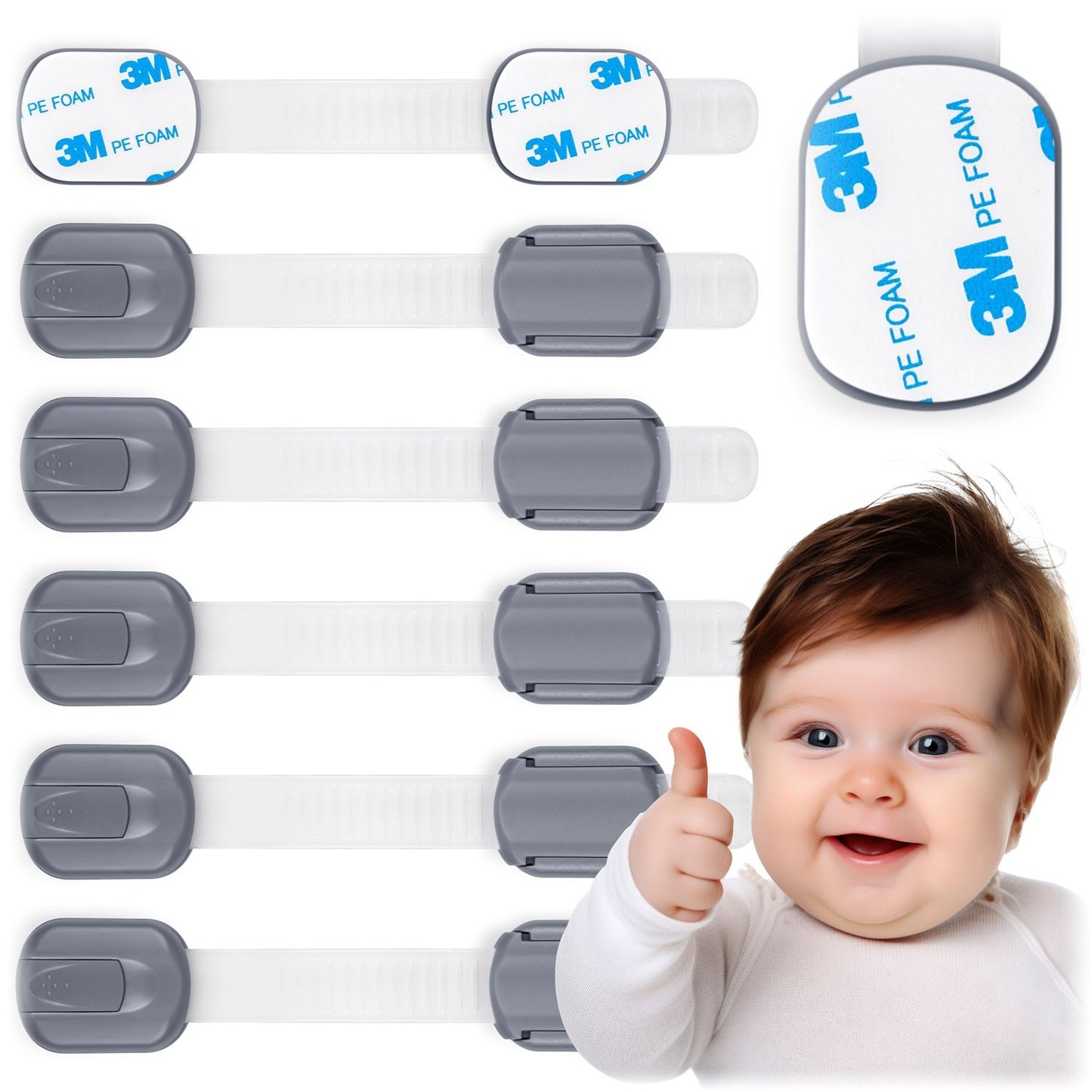 Child safety lock for cabinets Ricokids 798101, 6 pcs, grey