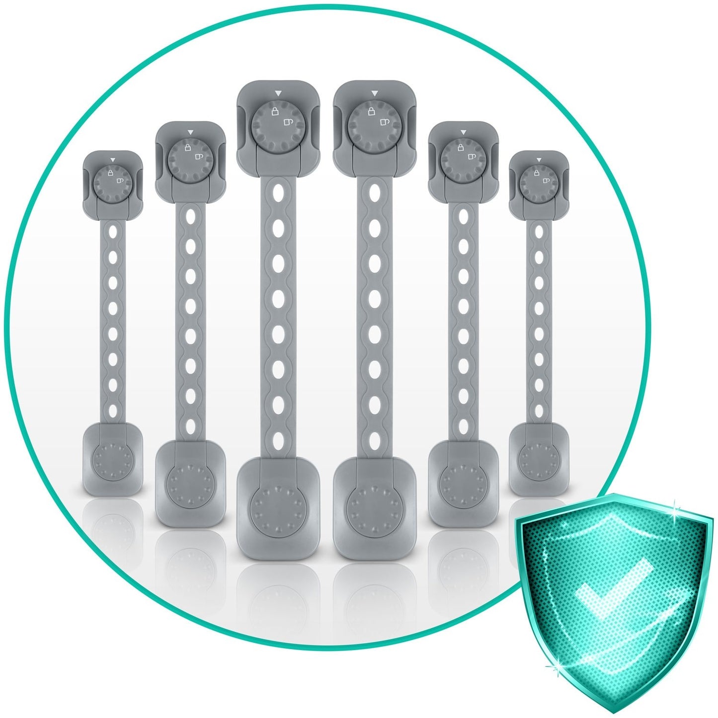 Child safety lock for cabinets Ricokids 798201, 6-pack, grey