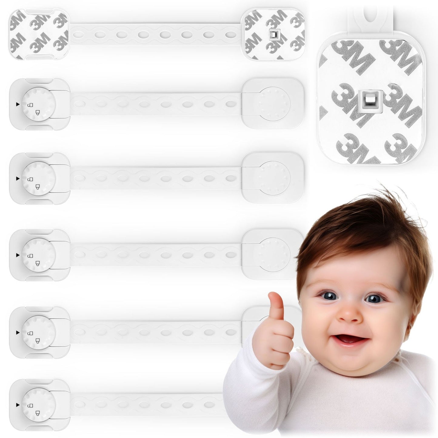Child safety locks for cabinets Ricokids 798200 6-pack white