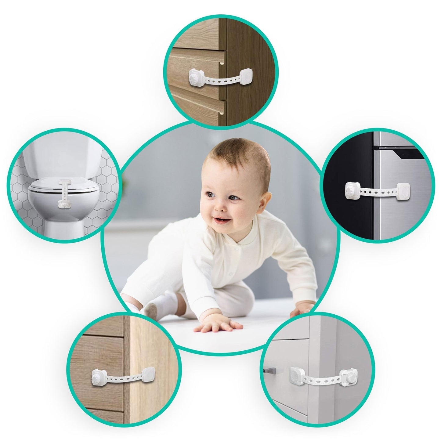 Child safety locks for cabinets Ricokids 798200 6-pack white