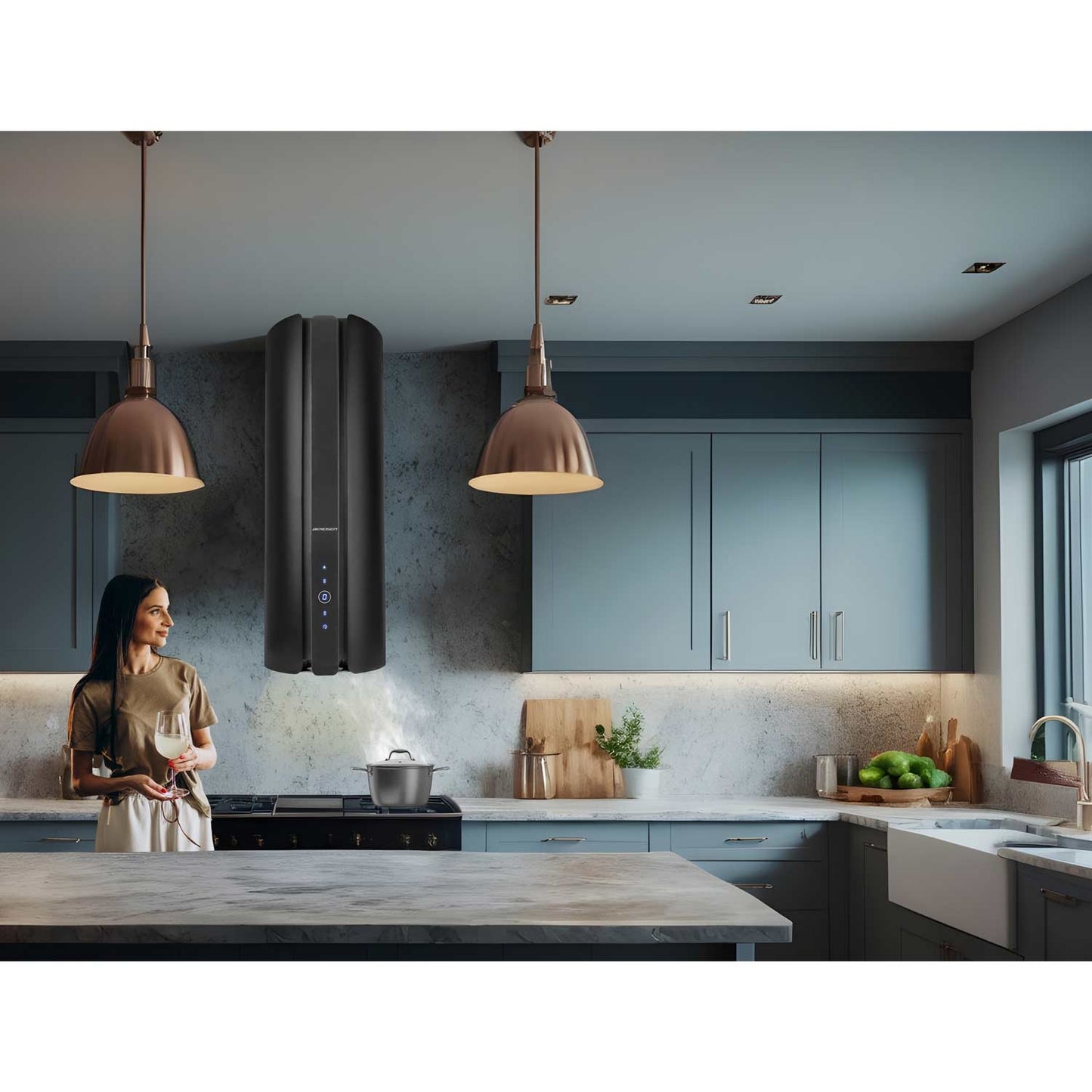 Chimney kitchen hood 35cm Berdsen black BT-219