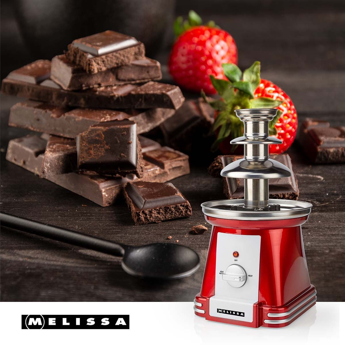 Chocolate Fountain, 3 Tiers, 32cm, 90W, Red/White
