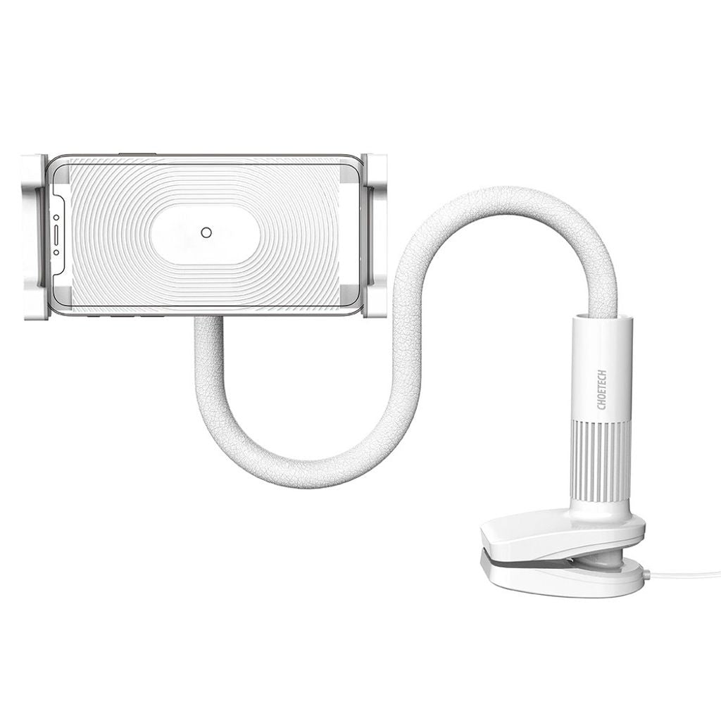 Choetech 2in1 flexible phone holder with wireless charger, 10W - White