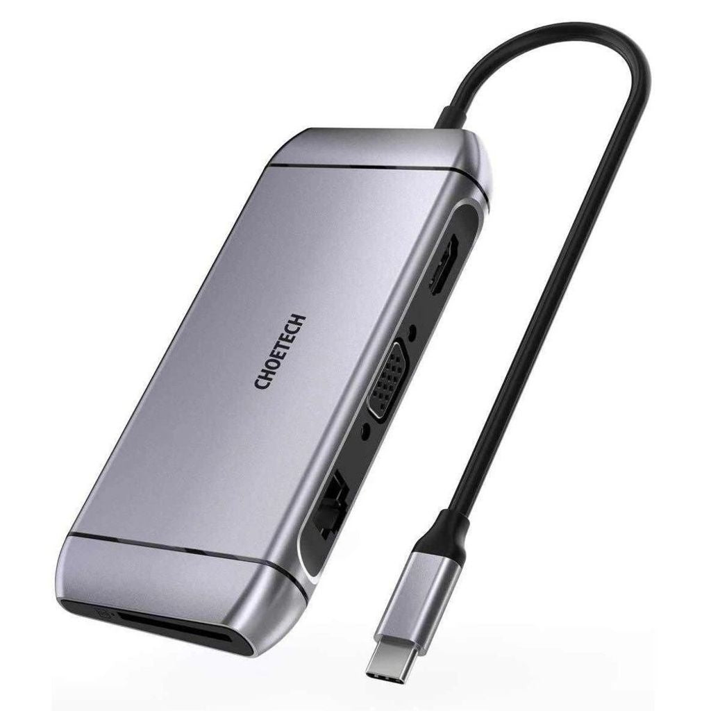 Choetech 9in1 USB-C hub - 3x USB-A/SD/TF/HDMI 4K@30Hz / VGA Full HD 60Hz /USB-C/RJ45