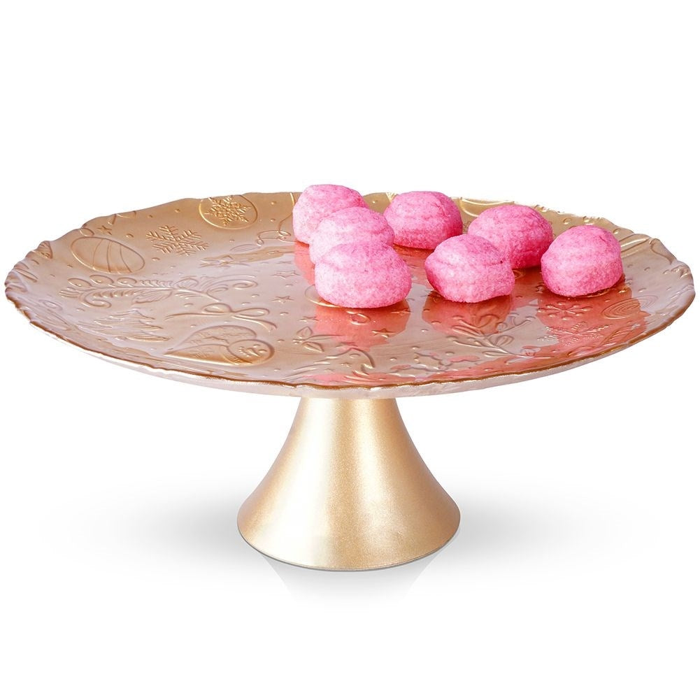 Christmas Motif Dish on Glass Foot, 28 cm - Perfect for Pastries