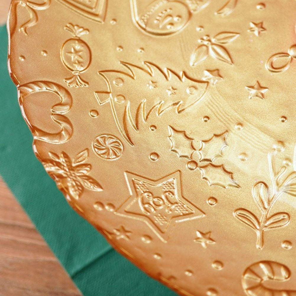 Christmas Motif Dish on Glass Foot, 28 cm - Perfect for Pastries