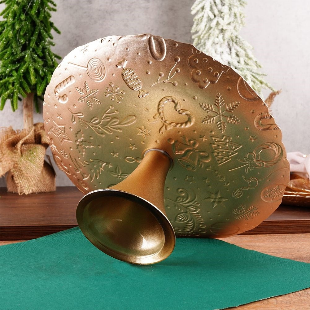 Christmas Motif Dish on Glass Foot, 28 cm - Perfect for Pastries