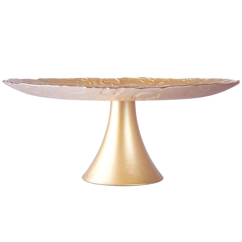 Christmas Motif Dish on Glass Foot, 28 cm - Perfect for Pastries
