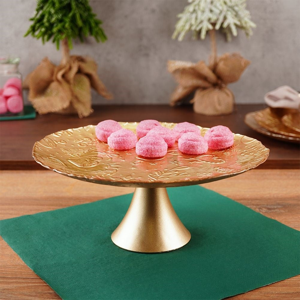 Christmas Motif Dish on Glass Foot, 28 cm - Perfect for Pastries
