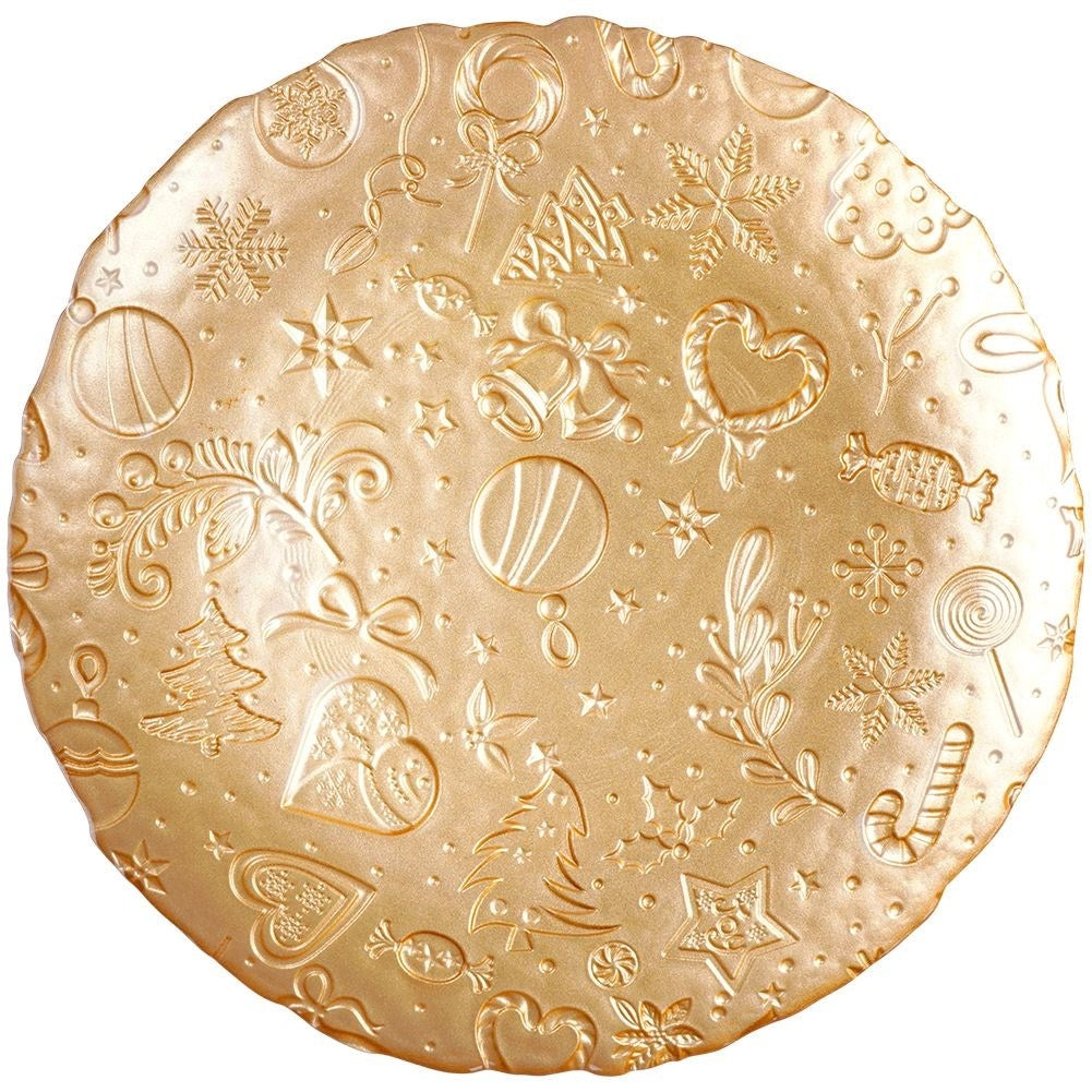 Christmas Motif Dish on Glass Foot, 28 cm - Perfect for Pastries