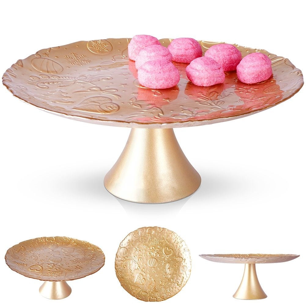 Christmas Motif Dish on Glass Foot, 28 cm - Perfect for Pastries
