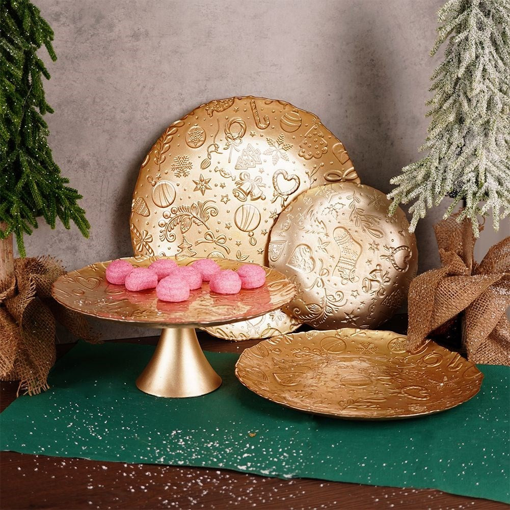 Christmas Motif Dish on Glass Foot, 28 cm - Perfect for Pastries
