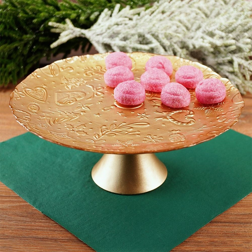 Christmas Motif Dish on Glass Foot, 28 cm - Perfect for Pastries