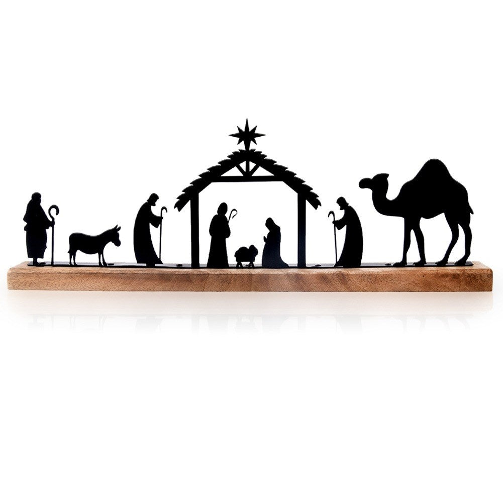 Christmas Nativity Scene, wooden and metal, MANGO, 51x5x18 cm