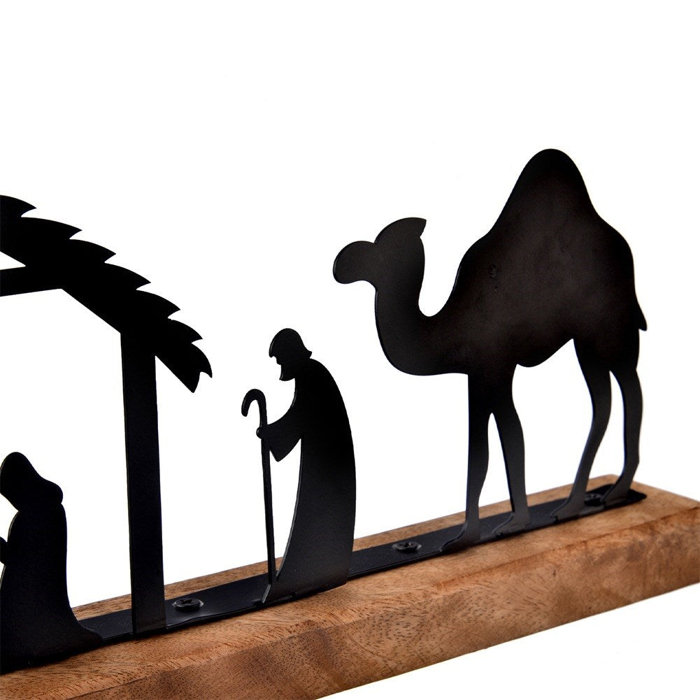 Christmas Nativity Scene, wooden and metal, MANGO, 51x5x18 cm