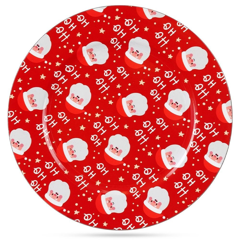 Christmas Red Round Placemat 33 cm with Santa motif