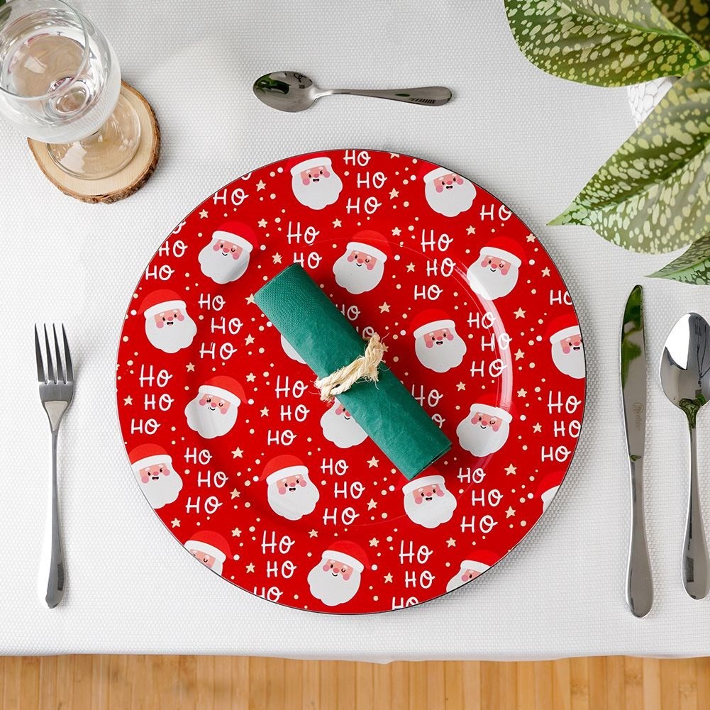 Christmas Red Round Placemat 33 cm with Santa motif
