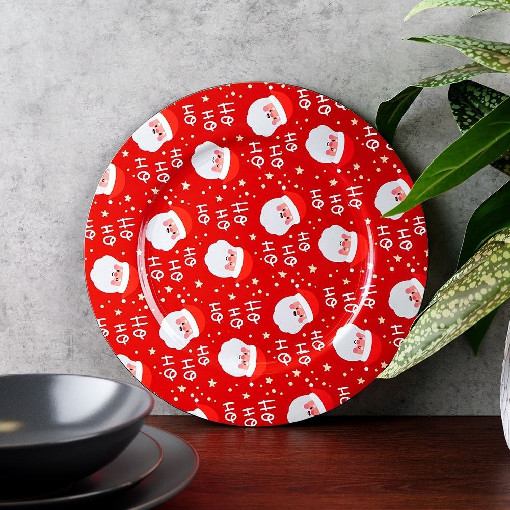 Christmas Red Round Placemat 33 cm with Santa motif