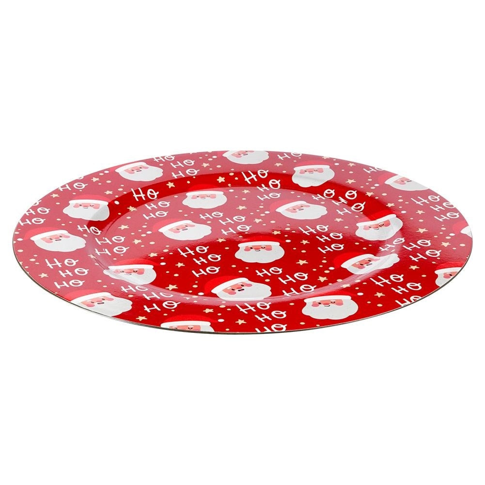 Christmas Red Round Placemat 33 cm with Santa motif